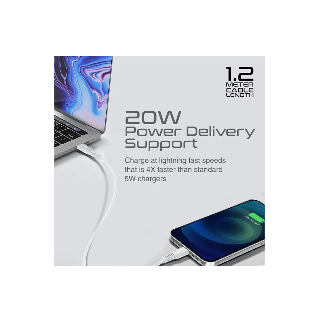 Promate PowerLine-Ci120 20W Power Delivery USB-C To Apple® Lightning Connector Cable Promate PowerLine-Ci120 20W Power Delivery USB-C To Apple® Lightning Connector Cable